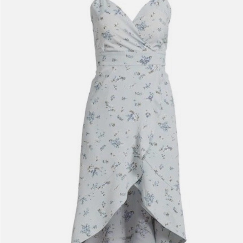 No Boundaries High Low Floral Dress in Light Blue